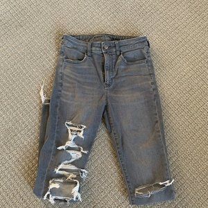 American Eagle Gray Ripped Jeans 4L 4 Long